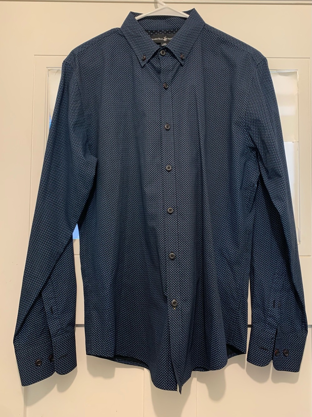Beverly Hills /polo club.Men's Navy Micro-Print Button-Down Shirt. Size M